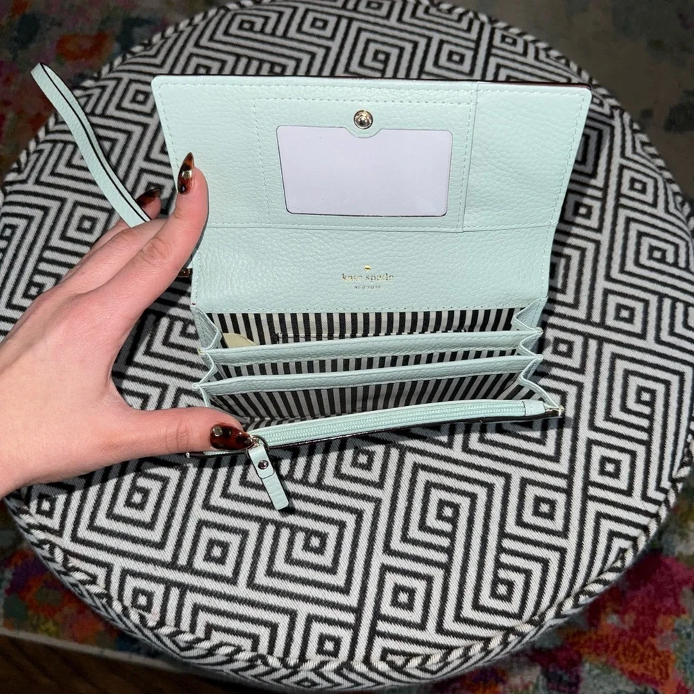 kate spade Mint Green Pebbled Leather Wristlet